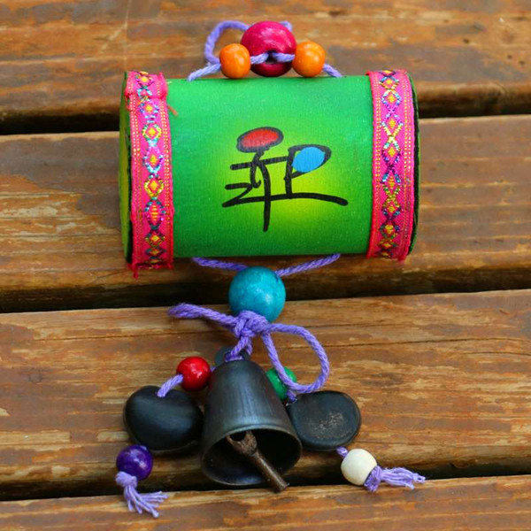 Yunnan dongba arts and crafts folk wind chimes creative wooden drum fengling hang piece tourist crafts