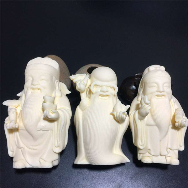 Ivory fruit Fu Lu Shou Samsung high-light ornaments Living room lucky crafts Carved jewelry ornaments birthday gifts