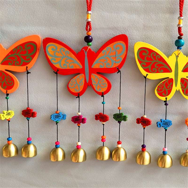 Artwork pendant painted butterfly four bell Home Hotel ornament Chinese national wind