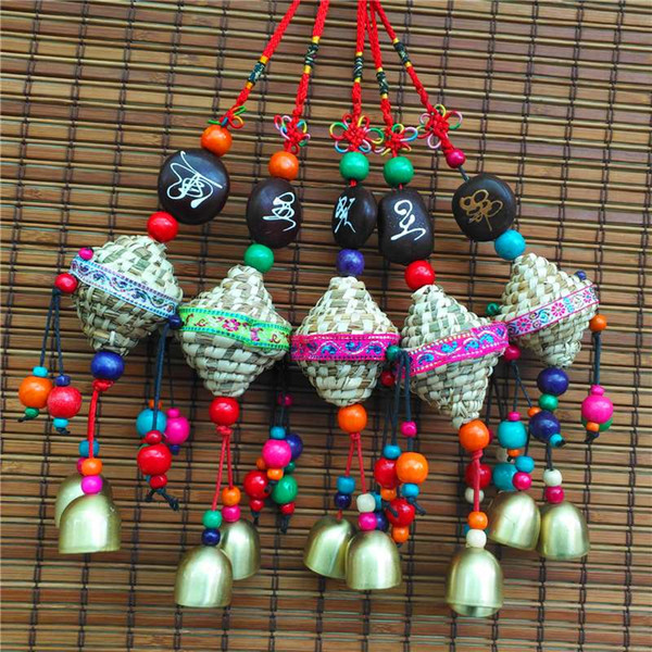 National handicrafts Pingan pea double straw hat wind bell Home Hotel ornament promotional gifts