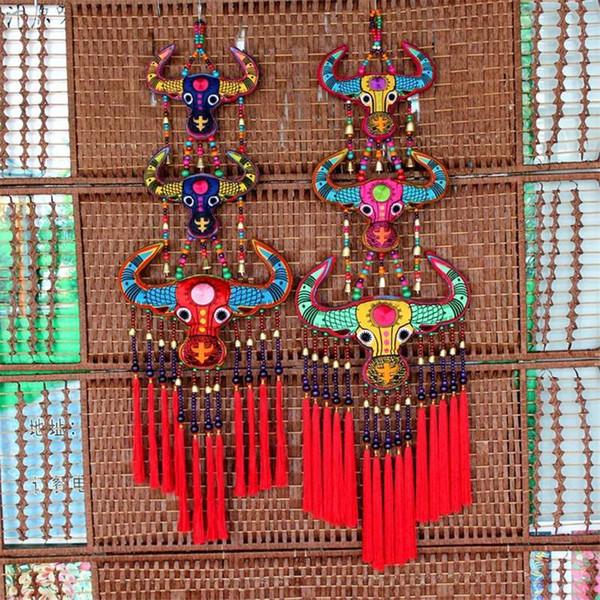 Hot sale explosion models three Taiwan Folk Style Pendant pendant bar restaurant tau embroidery Home Furnishing hanging ornaments
