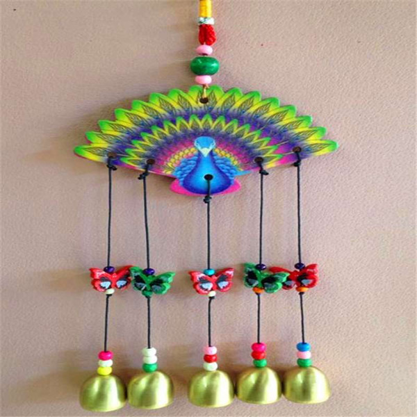 Painted peacock five bell Yunnan handicraft creative gift home bar ornament wind bell Pendant
