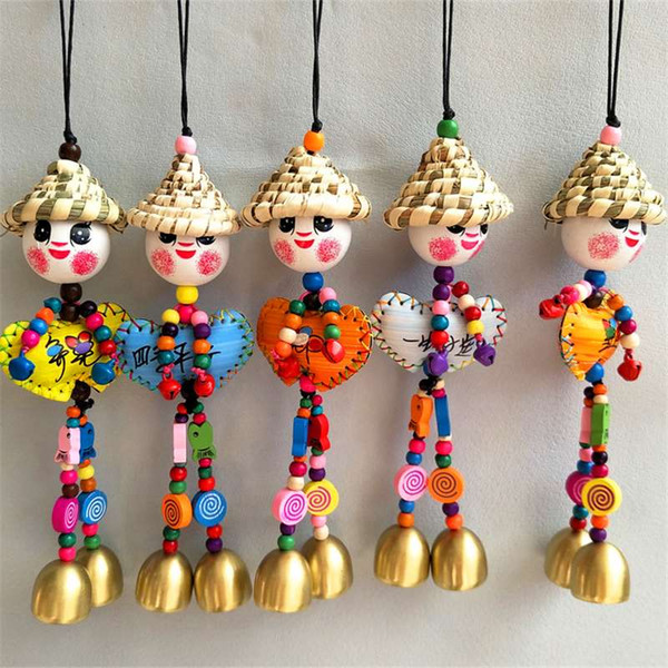 Hot sale explosion models crafts folk style decor hat sachet double bell Pendant