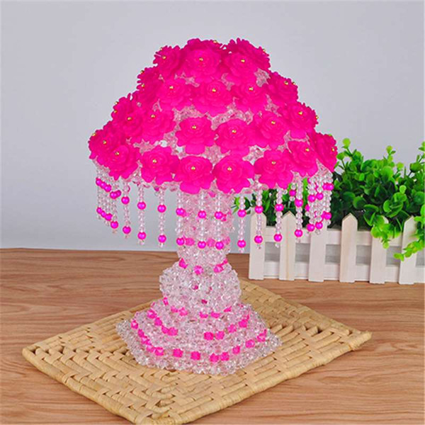 Hand Beaded DIY Princess table lamp four layers of rose petals new finished products