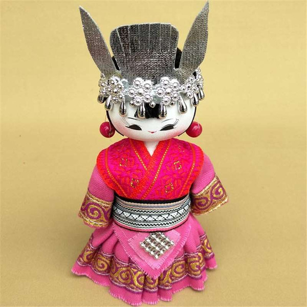 Innovative color linen Home Furnishing jewelry wooden ornaments national doll gift toys for children