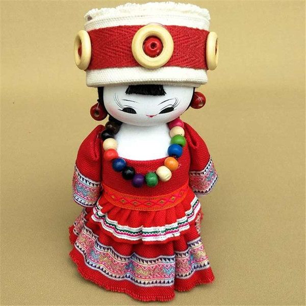 The characteristics of creative design gift color linen Home Furnishing jewelry wooden ornaments national doll toys