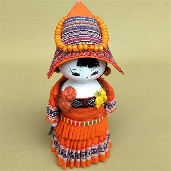 National color linen Home Furnishing jewelry wooden ornaments national doll gift toys for children