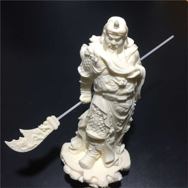 Ivory Seiko carving Large knife Guan Gong Wu Caishen indoor crafts ornaments