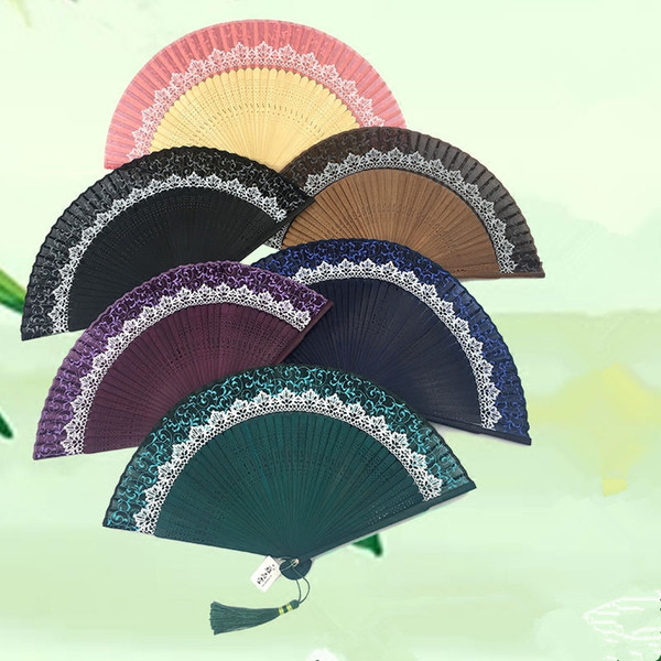 Changing Color Dancing Fan Silk Folding Fan Lace Printing Retro-fan Ancient and Creative Present Home Decoration Ornaments