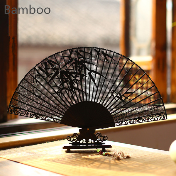 Asian Style Folding Fan Ebony Fan Sculpted Technology Present Home Decoration Fan Ornaments