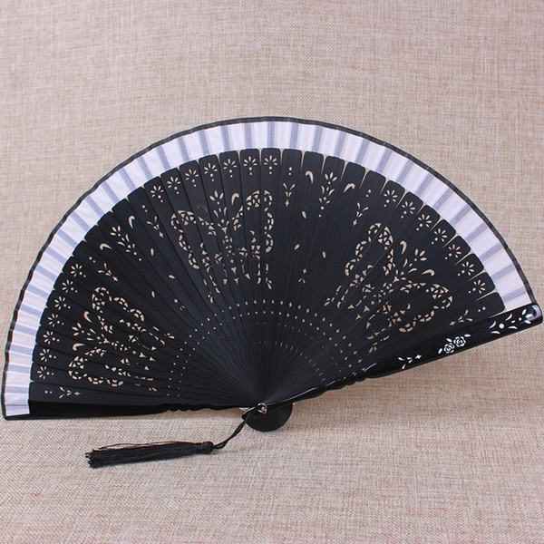 Asia Style Folding Fan Black Butterfly Folding Fan Hollow-Carved Dancing Fan Creative Present Home Decoration Ornaments