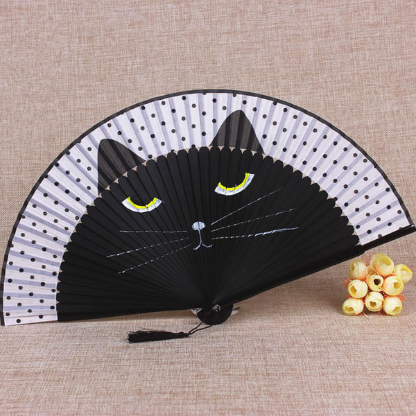 Creative Cartoon Folding Fan Lovely Cat Folding Fan Painting Dancing Fan Creative Present Home Decoration Ornaments