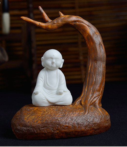 Hand-carved Porcelain Sculpture Little Monk from China Porcelain Capital Dehua
