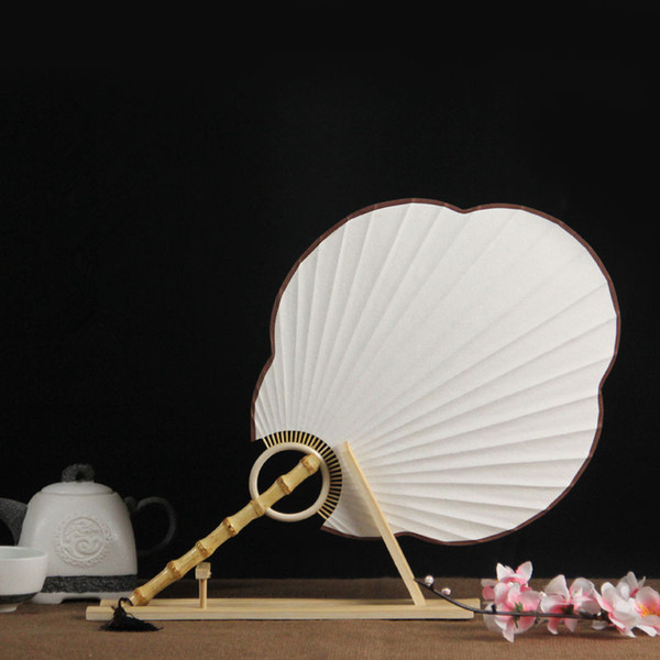 Handmade Paper Hand Fan DIY Painting Round Fan Creative Present Blank Paper Fan