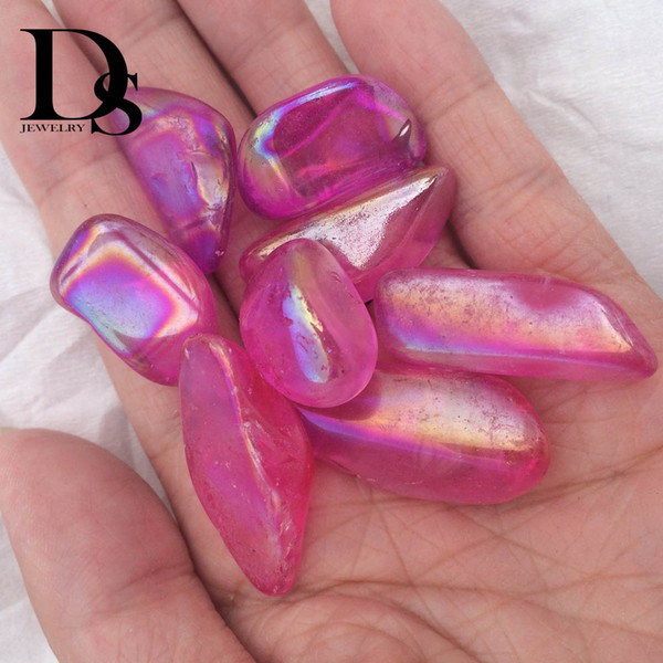 5 Pcs Natural White Crystal Tumbled Stones Blue Aura Angel Quartz Red Tumble Chakra Stone Healing Energy Minerals Fashion Novelty