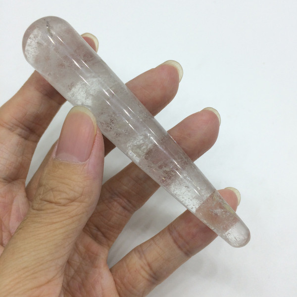 10cm Natural Crystal Facial Massage Clear Rock Quartz Yoni Wand Massager Skincare GuaSha Wrinkle Removal Stick Women Kegel Exerciser