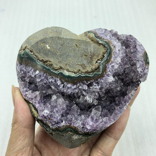 Amethyst Heart Natural Brazilian Amethyst Geode Cluster Heart Drusy Quartz Purple Crystal Agate Hearts Geode Brazil Mineral For Lover Gifts