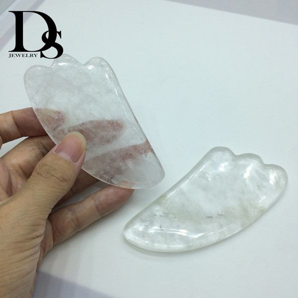 10cm Natural Crystal Facial Massage Board Clear Rock Quartz Scraping Plate Massager Skincare GuaSha Wrinkle Removal