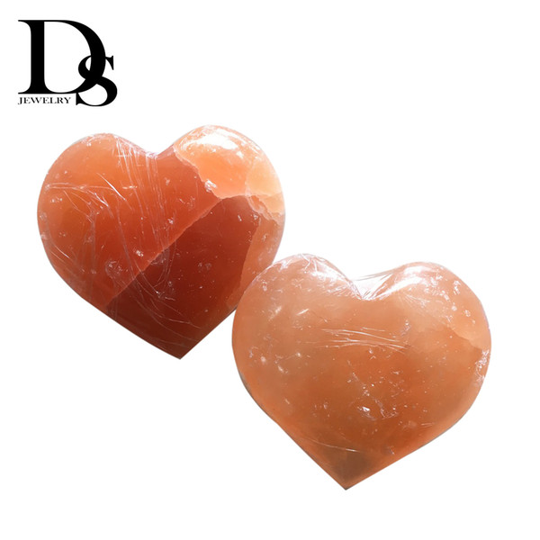 Natural Orange Selenite Heart Crystal Love Quartz Furniture Chatoyancy Satin Spar Healing Palm Stones Fraueneis Mineral Specimen