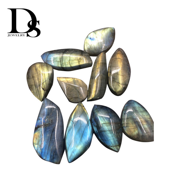 5 pcs Natural Labradorite Pendants MoonstoneTumbled Stones Oval Crystal Quartz Jade Reiki Healing For Jewelry Necklace Gifts Decoration