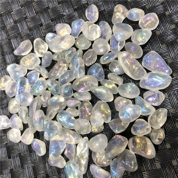 DHX SW 100g top quality amazing aura coated rainbow quartz crystal chakra healing Titanium medaion stone gravel tumbled stones