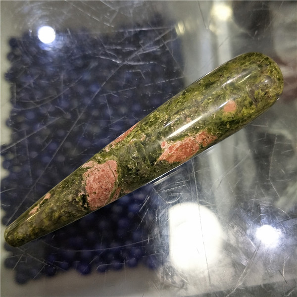 DHX SW beautiful natural unakite massage wand mineral specimen flower green massage stick yoni wand healing women crystal stones