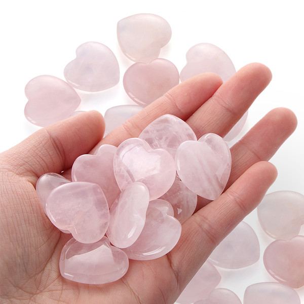 Natural Rose Quartz Heart Shaped Pink Crystal Carved Love Healing Gemstone Lover Gife Quartz Specimens Home Decor