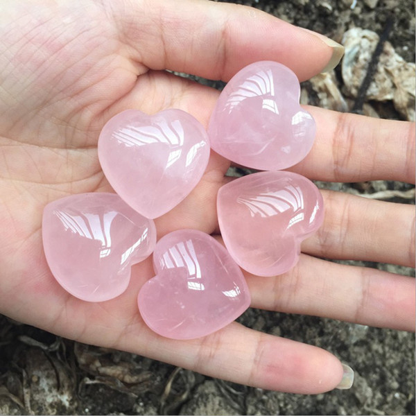 Natural Rose Quartz Heart Shaped Pink Crystal Carved Palm Love Healing Gemstone Lover Gife Stone Crystal Heart Gems