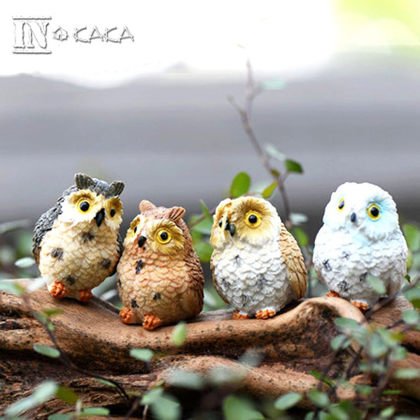 4 style micro mini fairy garden miniatures figurines Owl birds animal Action Figure Toys ornament terrarium accessories movie props