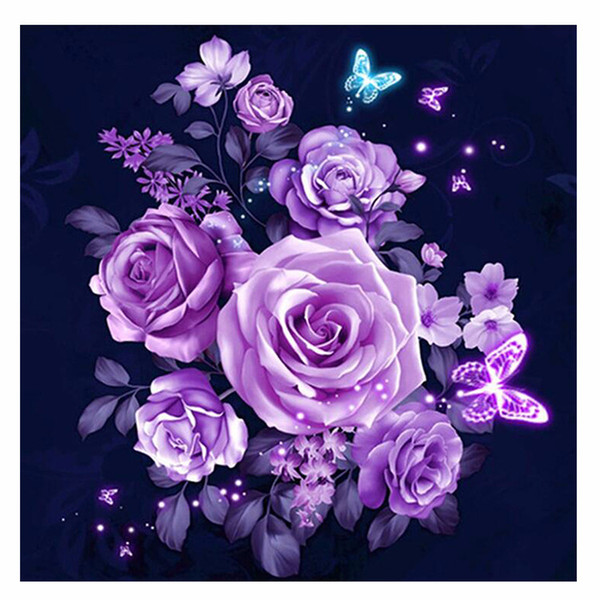 5D DIY Diamond Painting Cross Stitch Flowers Kit Diamond Embroidery Wedding Room Wall Sticker Diamonds Home Decor 30X30cm