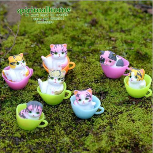 12 pcs/lot Miniature Terrariums Fairy Garden Decorative Resin Cat Figurine Craft Gift Ornament Terrarium accessories