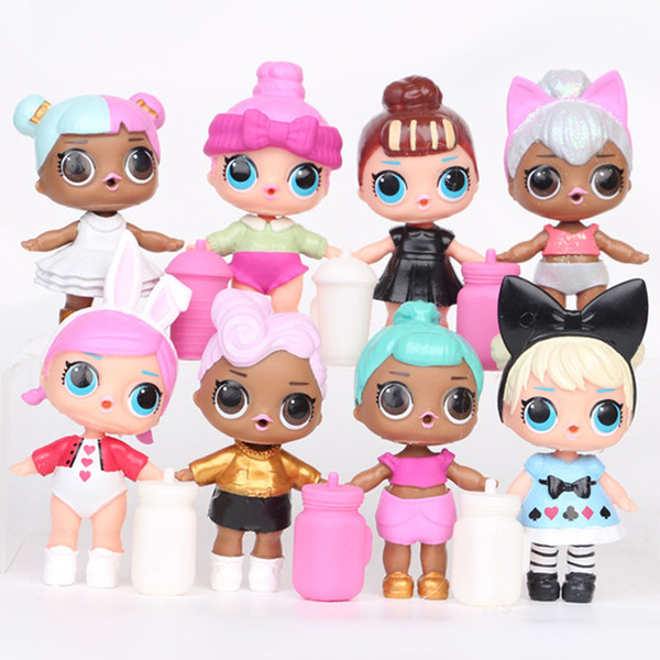 9CM LoL Doll with feeding bottle American PVC Kawaii Children Toys Anime Action Figures Realistic Reborn Dolls 8 Pcs/lot