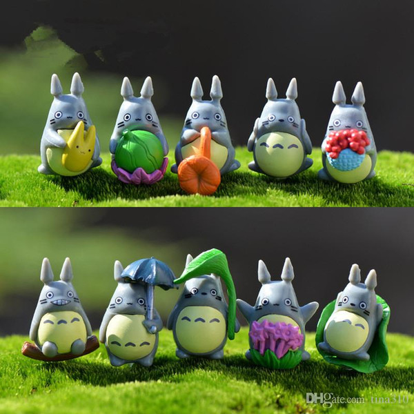 Mini Totoro Statue Garden Miniatures DIY Figurines Micro Moss Landscape Decoration Plastic craft 100pcs/lot T2I121