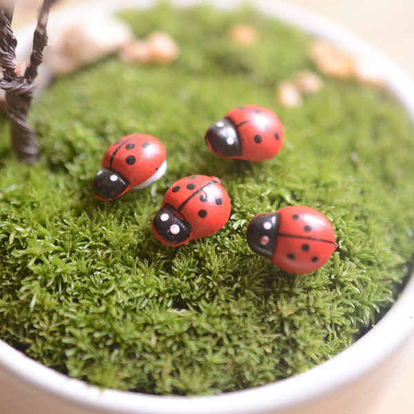 artificial mini lady bugs insects beatle fairy garden miniatures moss terrarium decor resin crafts bonsai home decor