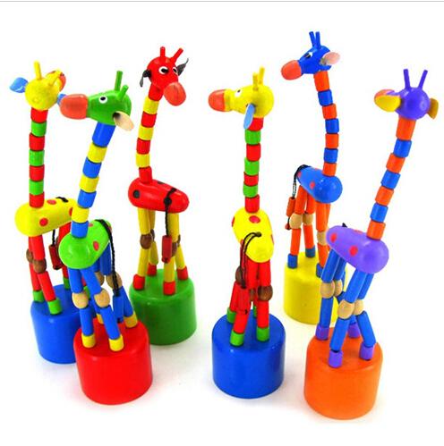 Wholesale- 2017 New Cute Gift For Ki ds Intelligence T oy Dancing Stand Colorful Rocking Giraffe Wooden To y Houten Speelgoed Lowest Price