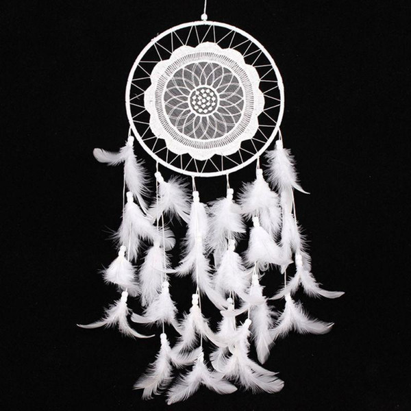 New Originality Big Hot White Dreamcatcher Wind Chimes Indian Style Pearl Feather Pendant Dream Catcher Gift