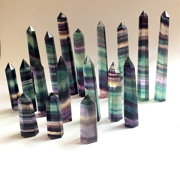 Natural Colorful Fluorite Crystal Quartz Tower Quartz Point Fluorite Crystal Obelisk Wand Healing Crystal 15 sizes