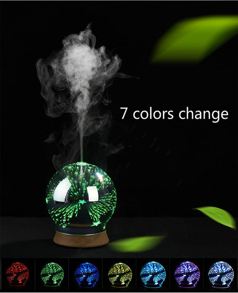 3D Ultrasonic Humidifiers LED Air Purifier Mini USB Aromatherapy machine Spray Diffuser US/EU/UK Plug Atomizer For Home Car 7 colors DHL