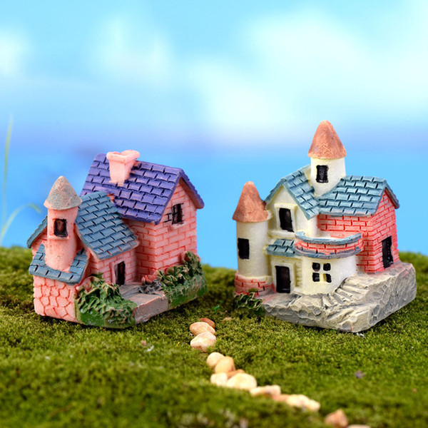 Wholesale- House Cottages Mini Craft Miniature Fairy Garden Home Decoration Houses Micro Landscaping Decor DIY Accessories