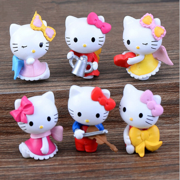 6pcs/lot Hello Kitty Cat Figurine Fairy Garden Pots Planters Craft Resin Succulents Terrarium Miniatures + DHL Free Shipping