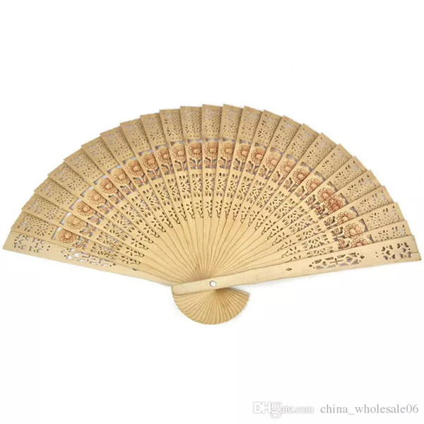 Wooden Japanese Folding Carved Hand Fan Sunflower Fragrant Print Bamboo Crafts Elegent Dancing Fan Home Decorations AQI-532