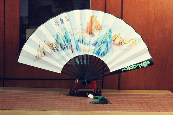 Chinese popular TV props fan To the Sky Kingdom / Eternal Love) Rice Paper Wood Folding Kunlun Fan Hand Painted Ancient Props Folding Fan