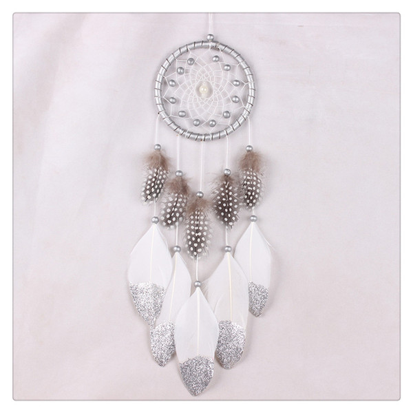 BestSeller Hanging Decoration Wind Chime Hanging Handmade Traditional White Feather Dream Catcher Wall Hanging Car Ornament Free Shipping