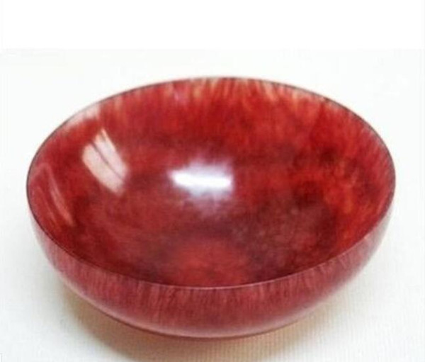 Colección China Natural Tallado Jade Natural Hermoso Recipiente de Color rojo