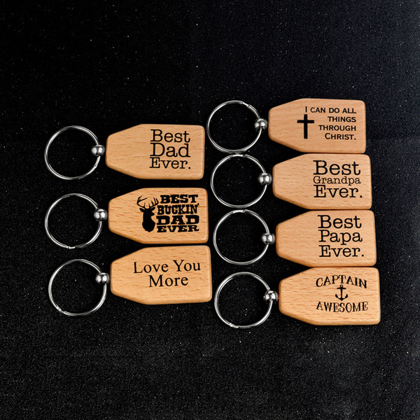 Wooden Keychain Best Papa Best Dad Best Grandpa Love you Ever wood Keychain Keyrings Ring Holder tag Family Member Jewelry BY DHL 340030