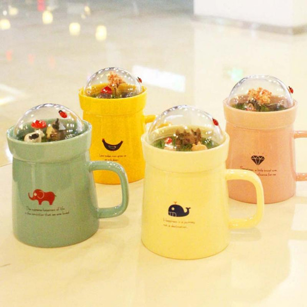 Creative Small Microlandschaft Ceramic Cup With DIY Cute Three-dimensional Cartoon Animals Milk Coffee Water Mug AJI-392