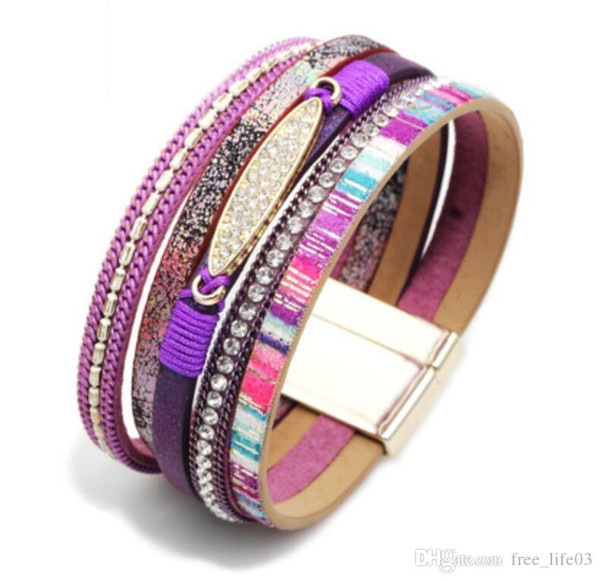 Multilayer Bracelets for Women Rope Metal Charm Bohemian Leather Bracelet Female Wide Bracelets & Bangles Femme Jewelry