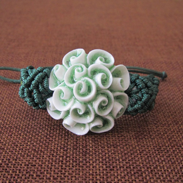 Traditional Crafts Hand Woven Ceramic Bracelets Beads Simple Style Women's Jewelry Rose Roll Bracelet Exquisite Ceramics Woven