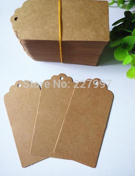 Wholesale 350GSM Scallop Kraft Blank Hang tag,4.5x9.5cm Retro Gift tag, Table Number cards, 5000pcs/lot High Quality Kraft Tag 20180920#