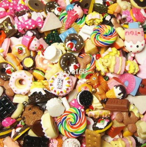 Yearning Accessories DIY Mix Styles Flat back Resin Dessert Cabochons Jewelry Fit Mobile phone Hairpin Headwear 10-25MM 100pcs